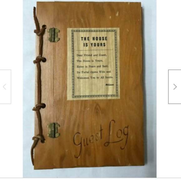 Vtg Gift Craft Wooden Guest Log Book The House is Yours Unused with Pages Party - Picture 1 of 5